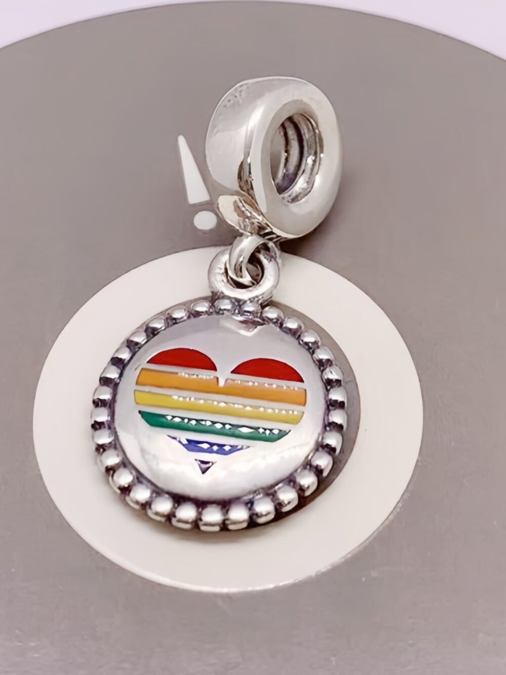 Pandora Pride Rainbow Heart Exclusive Dangle Charm Pendant, S925 Sterling Silver